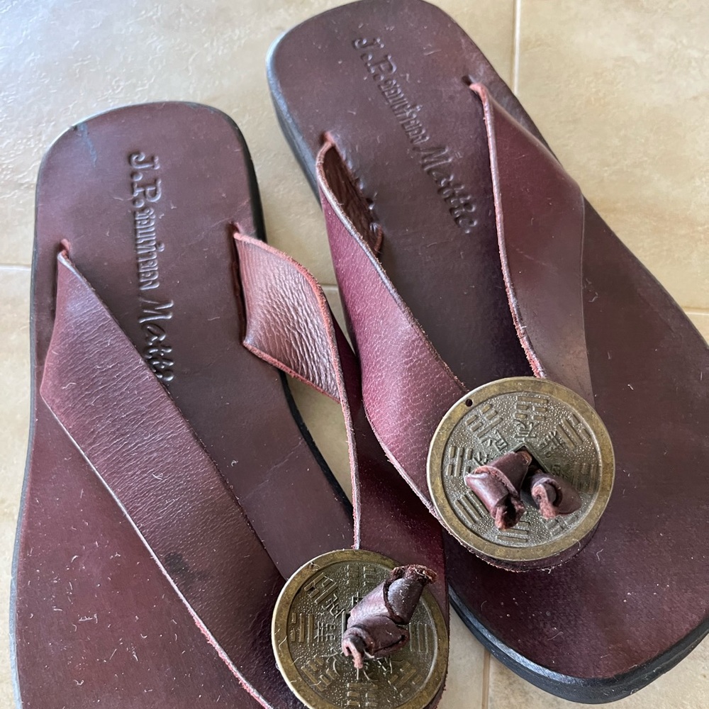 Leather sandals purchased at J Crew. Size 8 Brown. Worn one time.